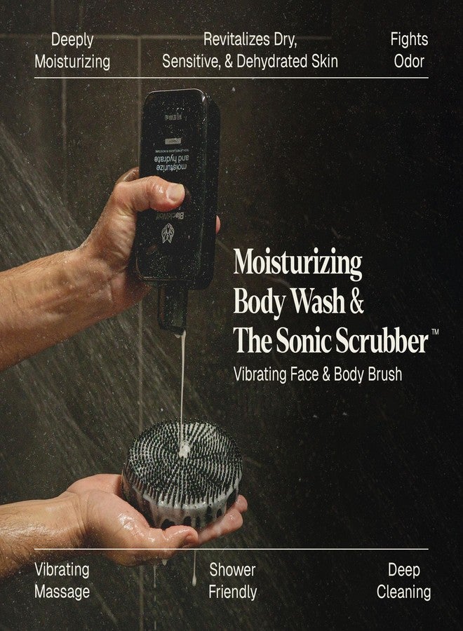 Black Wolf Sonic Scrubber Pro & Moisturizing Body Wash Set - Men's Shower & Bathroom Essentials Gift Set for Dry, Dehydrated, & Sensitive Skin - Hydrating Bodywash & Vibrating Face & Body Scrubber - Image 2